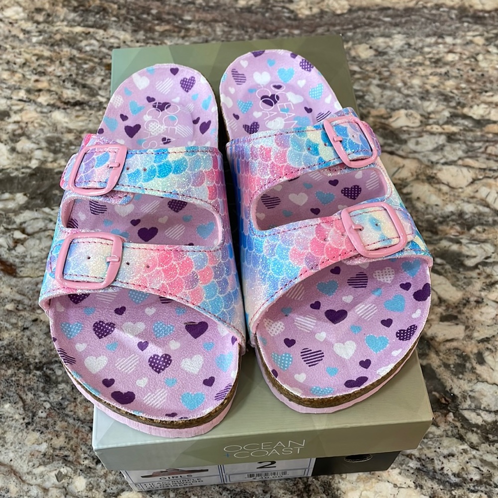 NWT Girls Ocean & Coast Glitter Sandals